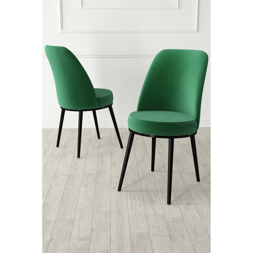 Hanah home set trpezarijskih stolica Jaxe 4 kom, smaragdno zelena tkanina Babyface, crne metalne noge Cene