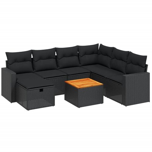  8-dijelni set vrtnih sofa od poliratana s jastucima crni Crna 65.5 x 62 x 69 cm Slike