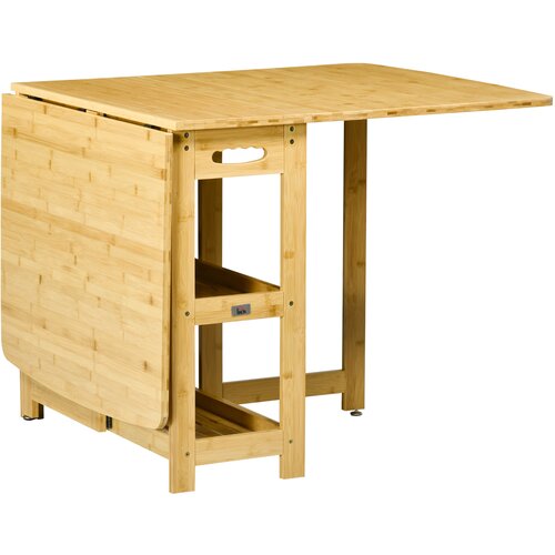 HOMCOM Zložljiva miza bambus 149,5D x 80&Scaron; x 73,5V cm naravni les, (5000242588) Cene