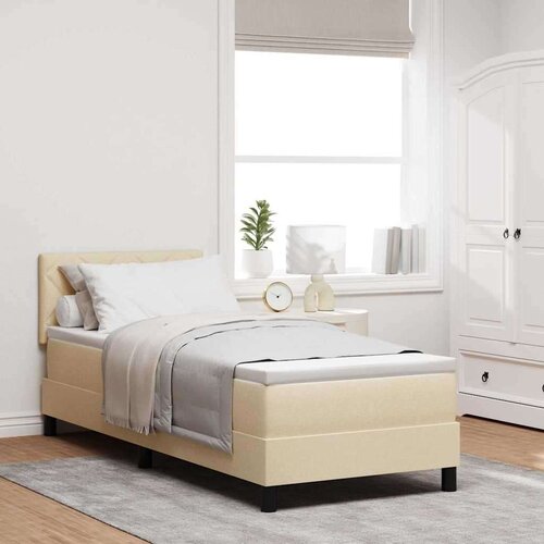  Postelja z vzmetnico z vzmetnico krema 80 x 200 cm blago, (5000125974) Cene