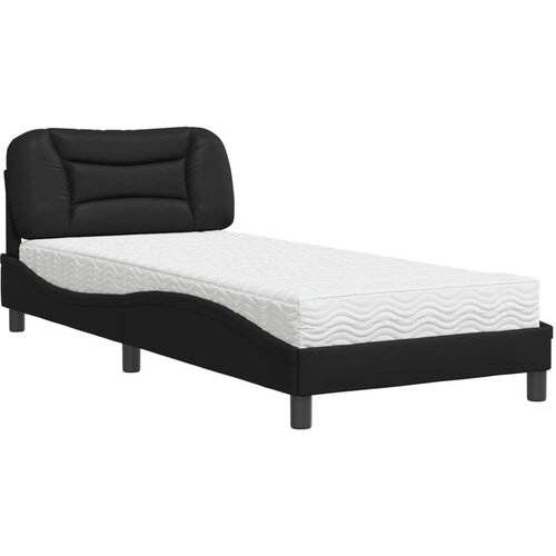 VidaXL Krevet s madracem crni 90x190 cm od umjetne kože Slike