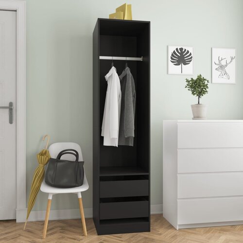 VidaXL Garderobna omara s predali črna 50x50x200 cm iverna plo&amp;scaron;ča Slike