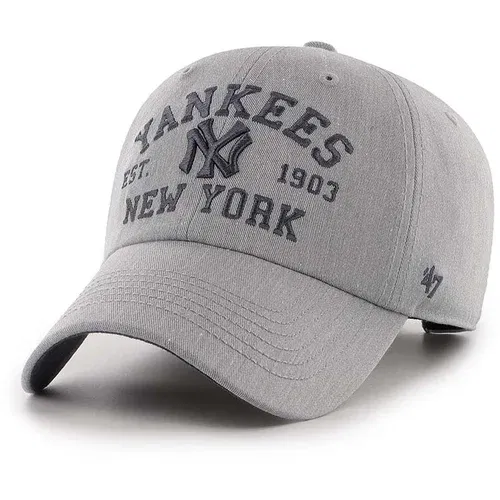 47 Brand Pamučna kapa sa šiltom MLB New York Yankees boja: siva, s aplikacijom, BCPTN-MLDAR17KHS-GY10