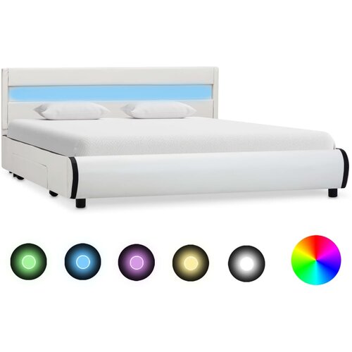 Furnova Posteljni okvir LED belo umetno usnje 140x200 cm, (22055316) Cene