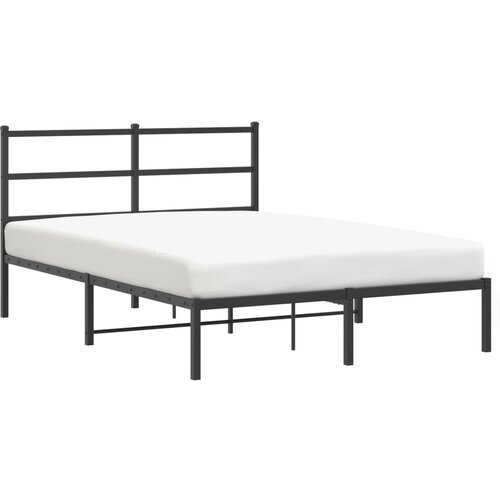 Maison Chic Kovinski Posteljni okvir - Dvoposteljna postelja - Zakonska postelja z vzglavjem črn 140x190 cm, (21692789) Slike