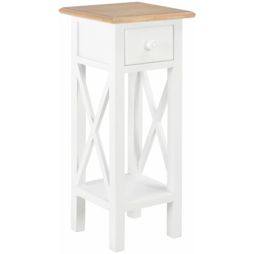 vidaXL Stranska mizica iz lesa 27x27x65,5 cm bela Cene