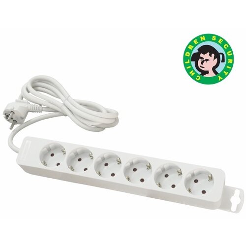 Mitea_Electric Priključnica bela 16A 250V 3680W 3x1.5mm2 prenosna nerastavna &scaron;estostruka (produžni kabl) ME-PR6-2M DZ Cene