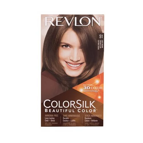 Revlon colorsilk beautiful color barva za lase za barvane lase za vse vrste las 59,1 ml odtenek 51 light brown poškodovana škatla