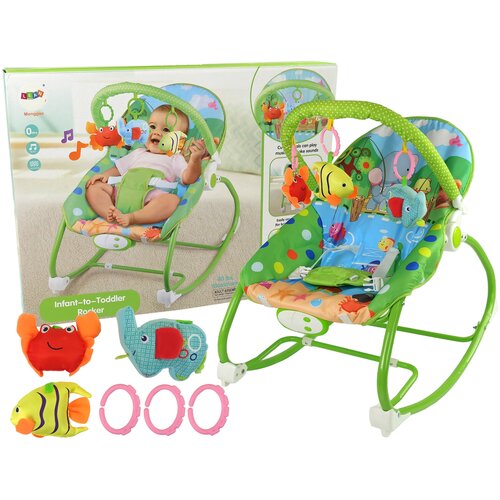 Lean_Toys Otro&amp;scaron;ki Ležalnik z vibracijami za dojenčka Zelena Cradle Rocker Slike