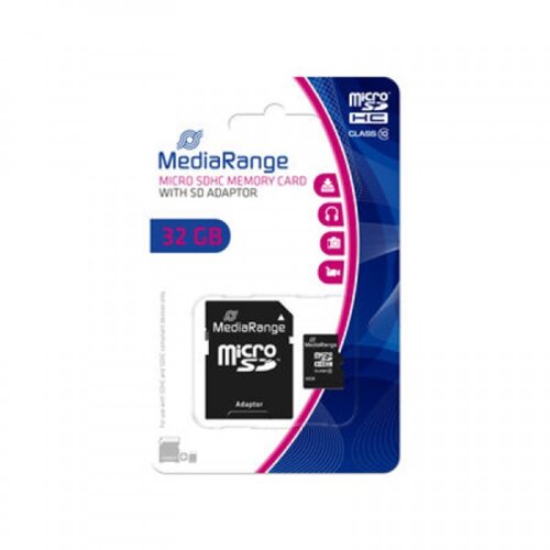 Mediarange microSDHC, 32GB, CLASS 10 + SD adapter Slike