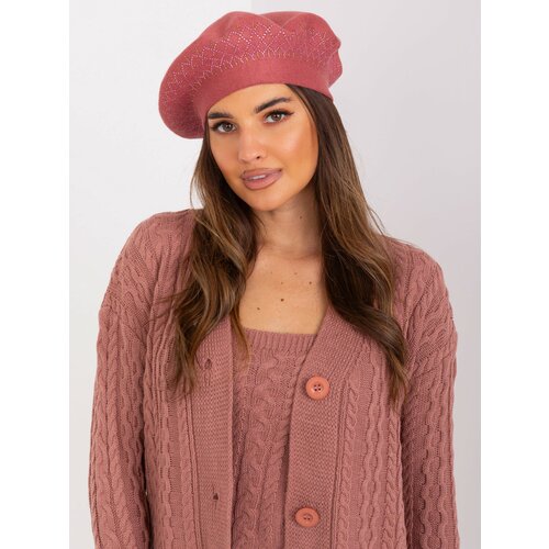 Fashion Hunters Dusty pink women's beret with appliqués Slike