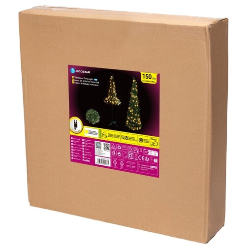 Aigostar LED božićno drvo za spolja&amp;scaron;nju upotrebu, 150xLED/230V, 1,8 m, IP44, zeleno, toplo belo svetlo Slike