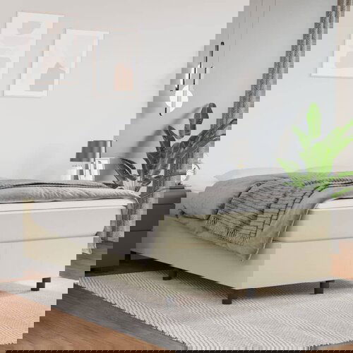 VidaXL Box spring posteljni okvir krem 120x200 cm umetno usnje Slike