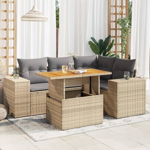 vidaXL 5-dijelni vrtni set sofa s jastucima bež od poliratana Cijene