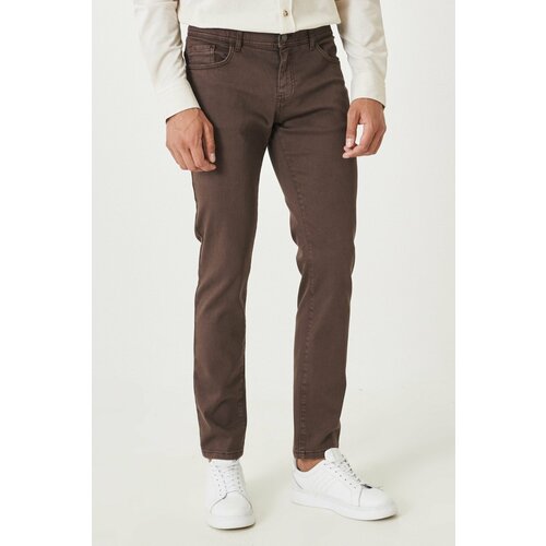 ALTINYILDIZ CLASSICS Men's Brown Casual Slim Fit Slim-fit Pants that Stretch 360 Degrees in All Directions. Cene