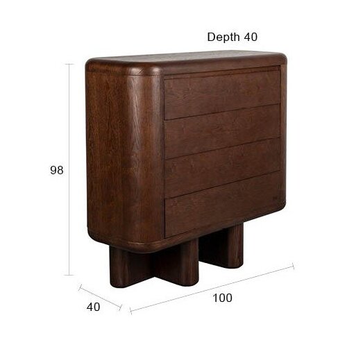 Dutchbone Komoda v jesenovem dekorju v temni naravni barvi 100x98x40 cm Herman &amp;ndash; Slike