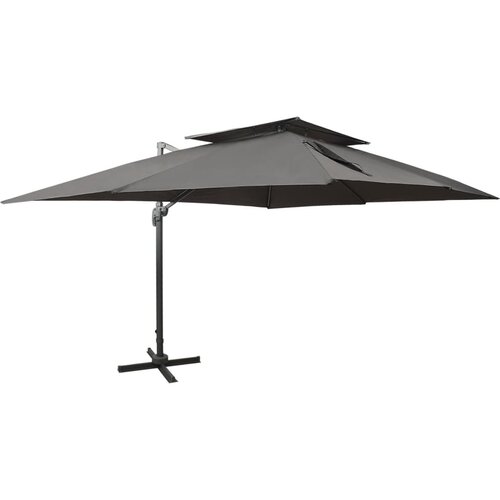  Konzolni vrtni suncobran s dvostrukim vrhom antracit boje 400x300 cm Slike