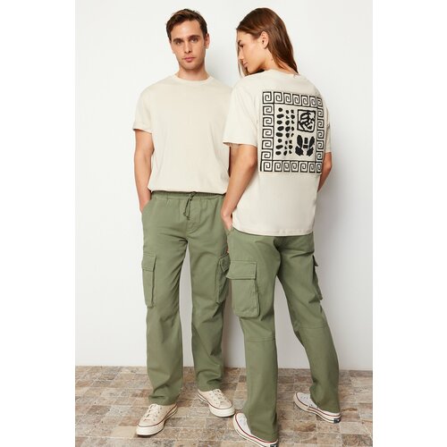 Trendyol Light Khaki Unisex Regular Fit Cargo Pocket Trousers Slike