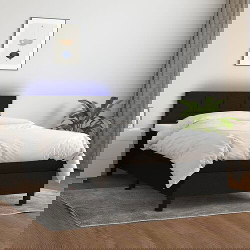 VidaXL Krevet box spring s madracem LED crni 100x200 cm od tkanine Slike