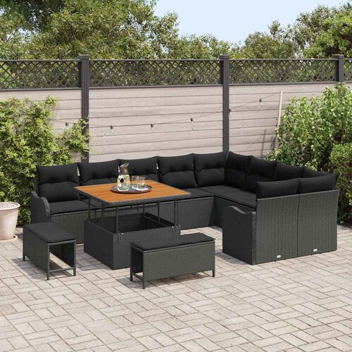  Sjedeća garnitura za vrt 12 kom. Crna poliratan 287.5 x 234 x 85 cm Slike