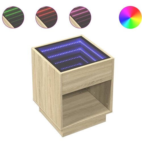 Maison Chic Klubska mizica - kavna mizica - Nizka mizica z neskončnimi LED sonoma hrast 40x40x50 cm, (21752093) Slike