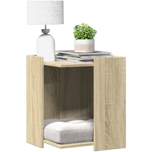 VidaXL Kutija z mačji pijesak boja hrasta 42x42x51cm konstruirano drvo Slike