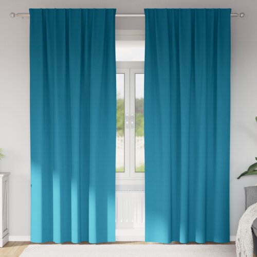 VidaXL Zavjese sa zavjesama 2 pcs Tirkizna 245 x 140 cm Poliester Slike