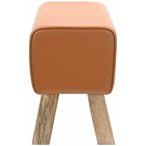  Klupa 60 x 30 x 45 cm Prava koža Smeđa Slike