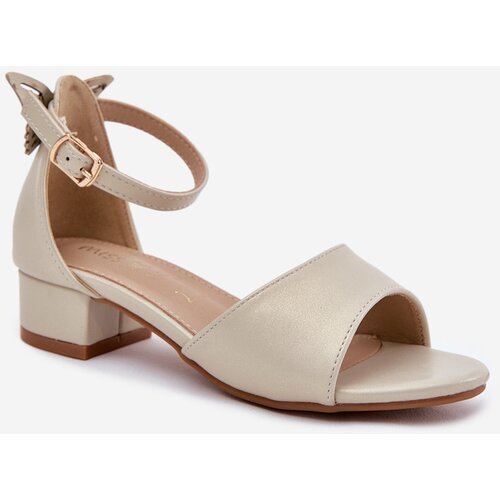 EVENTO Shiny girls sandals on low heel gold Ainare Cene