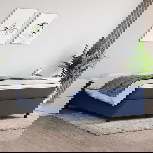 VidaXL Box spring posteljni okvir moder 140x200 cm blago Slike
