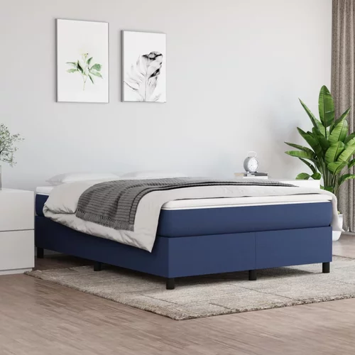 vidaXL okvir za krevet s oprugama plavi 140x200 cm od tkanine