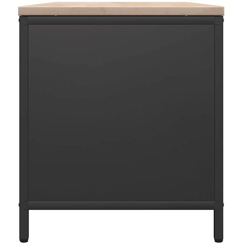  Stalak za drva za ogrjev s drvenim vrhom crni 100,5x35,5x40 cm Slike