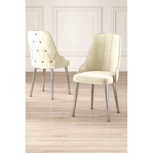 Hanah home set trpezarijskih stolica Krax 4 kom, krem tkanina Babyface, hromirane metalne noge Cene
