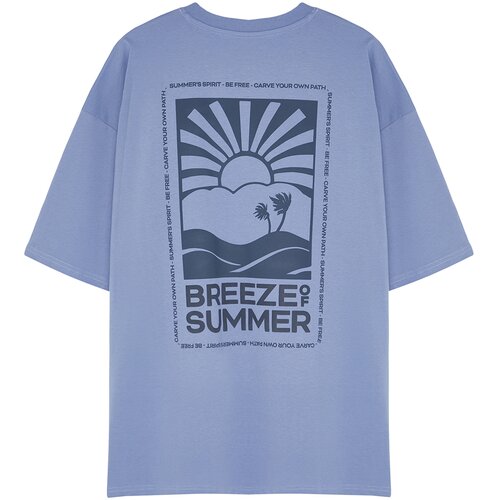 Trendyol Plus Size Lilac Men&amp;#039;s Oversize Comfortable Fluffy Printed 100% Cotton T-Shirt Slike