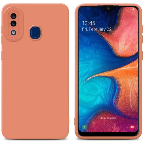 Cadorabo Ohi&amp;scaron;je, združljiv s Samsungom v tekočini svetlo oranžni pokrov - za&amp;scaron;čitni pokrov iz fleksibilnega silikona TPU, (20593208) Slike