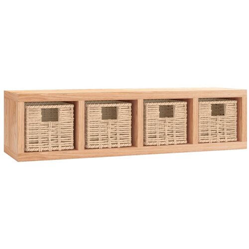 vidaXL Stenska polica s košarami 62x18x16 cm trdna orehovina, (20765364) Cene