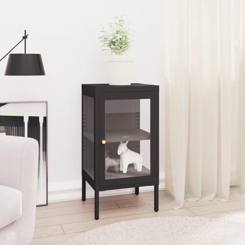  Komoda crna 38 x 35 x 70 cm od čelika i stakla Cijene