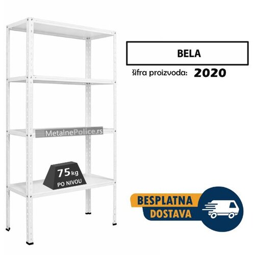  Polica metal-metal 150x75x30cm 4x75kg, bela Slike