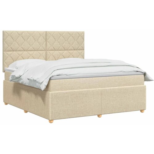  Boxspring krevet s madracem Krem 160 x 200 cm Tkanina - Krem 160 x 200 cm Dizajn s rombovima Cijene