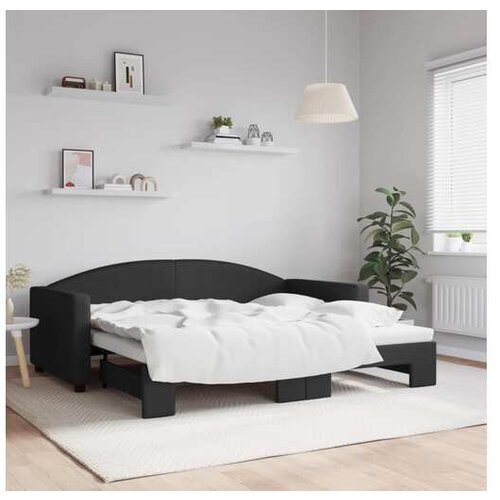 vidaXL Izvlečna dnevna postelja črna 90x190 cm blago Cene