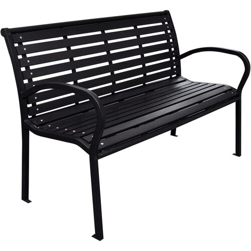 VidaXL Vrtna klop črna 116 cm jeklo in WPC Slike