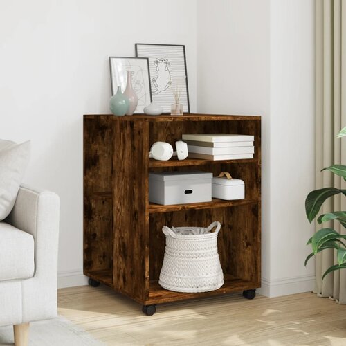 vidaXL Bočni stolić s kotačima boja dimljenog hrasta 55x60x78cm drveni Cijene
