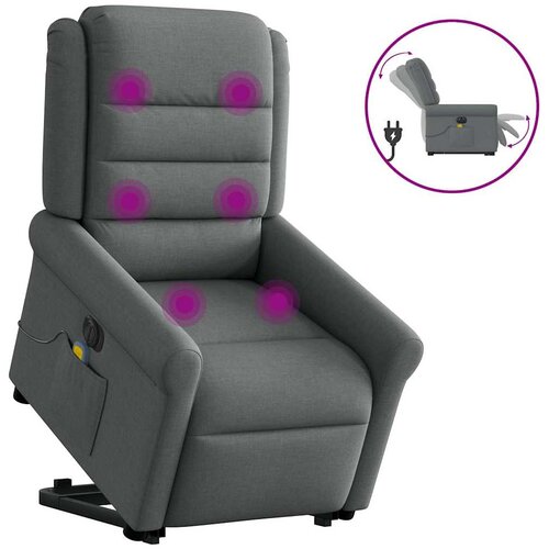 VidaXL Električni masažni naslonjač na podizanje od tkanine tamnosivi Slike