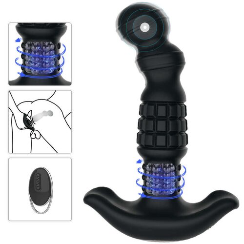 Aixiasia Abake - bežični, radio, rotirajući analni vibrator (crni) Cijene