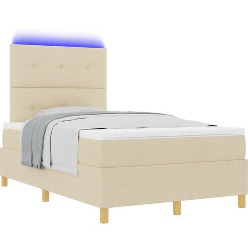 vidaXL Box Spring postelja z vzmetnico in LED krem 120x200 cm tkanina, (22067150) Cene