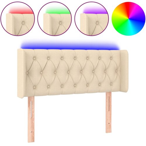 Maison Chic led posteljno vzglavje - vzglavna omarica - nočna omarica krem 93x16x78/88 cm blago, (21706041) Slike