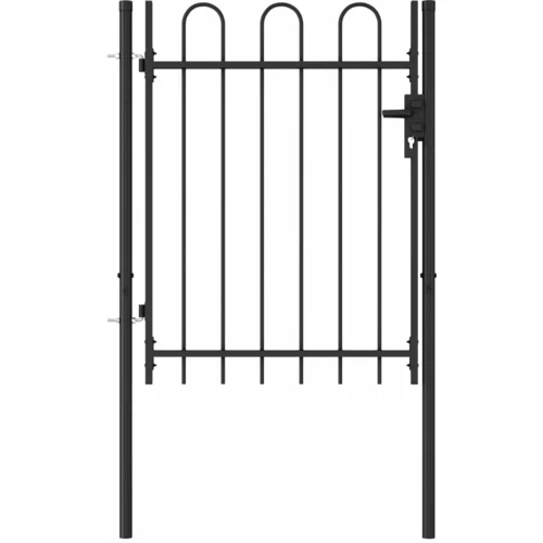  Jednostruka vrata za ogradu s lučnim vrhom čelična 1x1,2 m crna