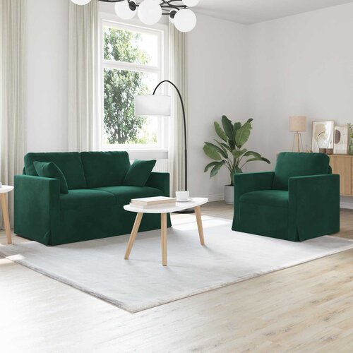 Set sofe 2 pcs Tamnozelena 138 x 78 x 80 cm Baršun Cene