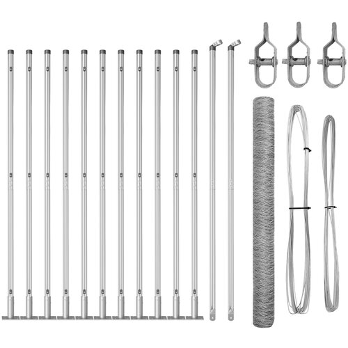 vidaXL heksagonalna ograda 1,6x25 m pocinčani čelik, postovi za ograde s osnovnim pločama 13 kom Ø32mm 88,5cm pocinčani čelik Cijene