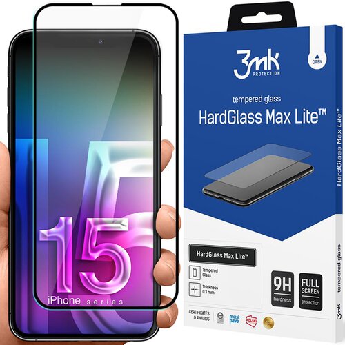 3mk OVITEK IZ KALJENEGA STEKLA HARDGLASS MAX LITE ZA APPLE IPHONE 15 PLUS, (21965758) Slike